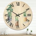thumbnail image 2 of Designart 'Three Potted Houseplants On White' Traditional Wood Wall Clock, 2 of 5