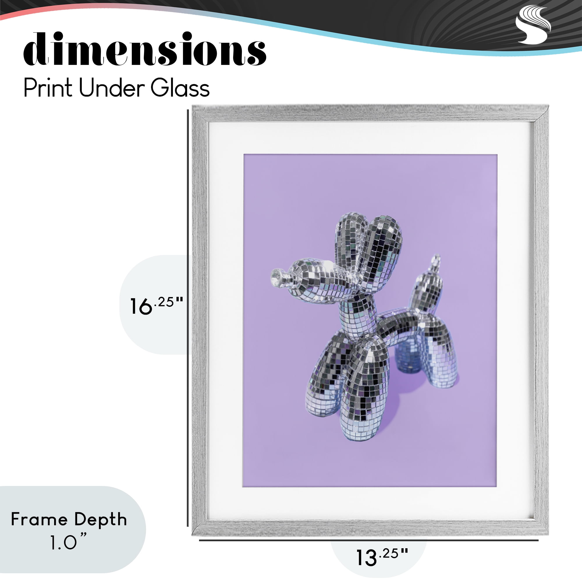 Stupell Industries Disco Balloon Animal on Lilac Gray Framed Print Under Glass, design by LISH Creative