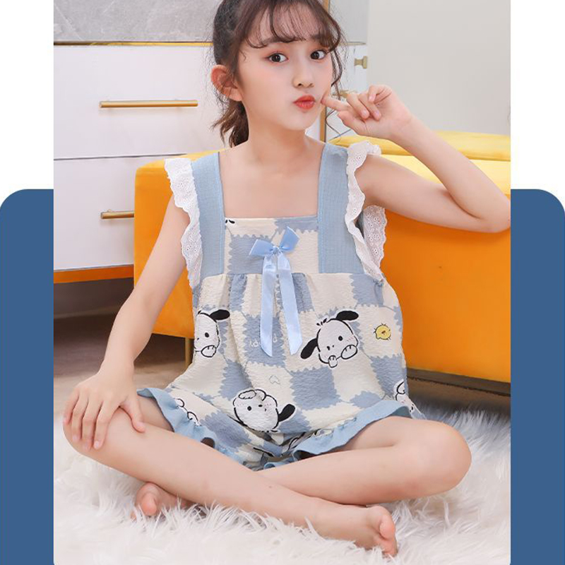 2024 New Sanrio Cinnamoroll Pochacco Summer Childrens Pajamas Girls 