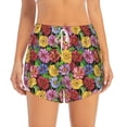 thumbnail image 2 of Vsdgher Daisies Flowers Print Women's Running Double Layer Shorts High Waisted with Pockets Elastic Yoga Workout Athletic Gym Sports, 2 of 8