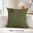 thumbnail image 4 of ZOPZO Decorative Throw Pillow Covers Pack of 2, Olive Green, 18x18 Inch, Linen Cushion Cases with Leather Label, Boho Accent for Sofa Couch Bed, 4 of 8