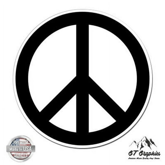 Peace Sign Black - 3" Vinyl Sticker - For Car Laptop I-Pad Phone Helmet Hard Hat - Waterproof Decal