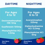 Equate Children's Multi-Symptom Day & Night Cold Liquid, Berry Flavor, Ages 4 to 12 Years, 8 fl oz (2x4 fl oz), Compare to Children's Mucinex® (Nighttime) Multi-Symptom Cold Active Ingredients