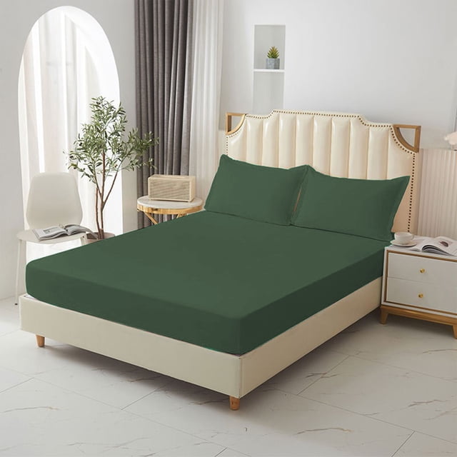 Antqov Super Soft Bed Sheets, Double Bed Fitted Sheet Non-Slip Fixed Bed Cover All-Inclusive Mattress Protection Bed Cover Soft Fiber Suitable for Sleeping Naked