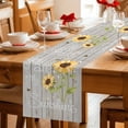 thumbnail image 5 of You Are My Sunshine Table Runner 48 Inches Long Farmhouse Dress Scarves, Yellow Sunflowers Cute Bees Heart Retro Wood Dining Tablerunner for Coffee Table/Kitchen Island/Party Décor, 13" x 48", 5 of 8