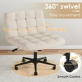 thumbnail image 3 of TLSUNNY 360° Swivel Office Chair, Height Adjustable Armless Criss Cross Legged Chair with Wheels for Home, Office, Vanity, 3 of 10