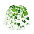 thumbnail image 4 of POTETI St Patricks Day Tops Womens,Female Short Sleeve Crew Neck Clover Print T-shirt, 4 of 5