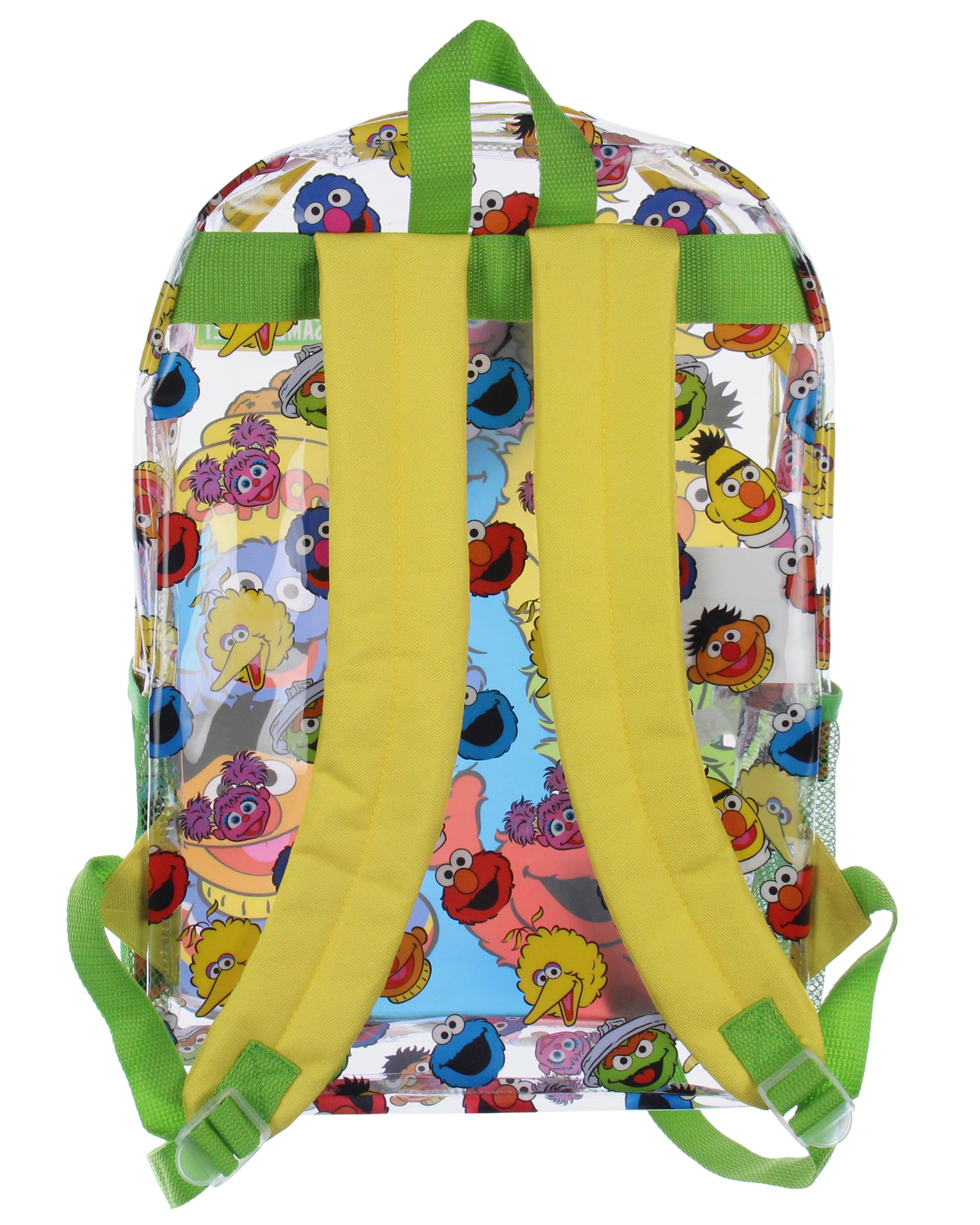 Sesame Street Elmo Big Bird Cookie Monster Clear Travel Backpack For Daily Use 16"