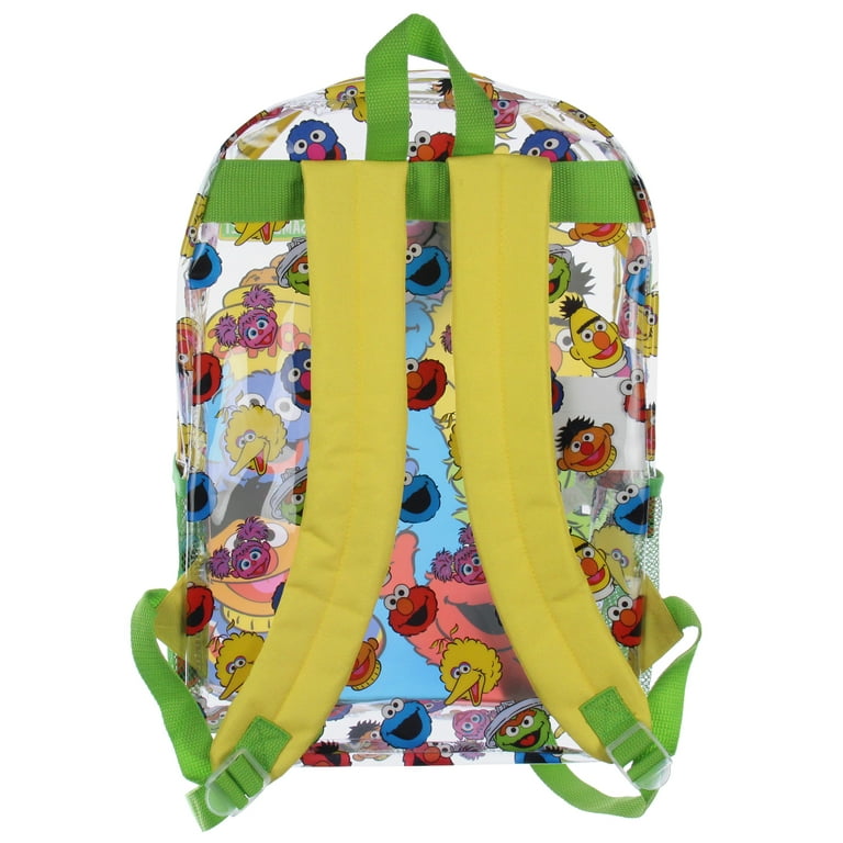 Sesame Street Elmo Big Bird Cookie Monster Clear Travel Backpack