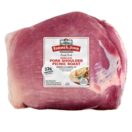 Farmer John Pork Boneless Shoulder Picnic Roast Vac, Random Weight, 22 Grams of Protein Per 4 oz Serving