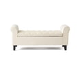 thumbnail image 4 of GZXS Upholstered Storage Bench, 50"W Button-Tufted Linen Bench with Rolled Arms & Lift-Top Storage Compartment, for Entryway, Bedroom, Living Room (Ivory), 4 of 10