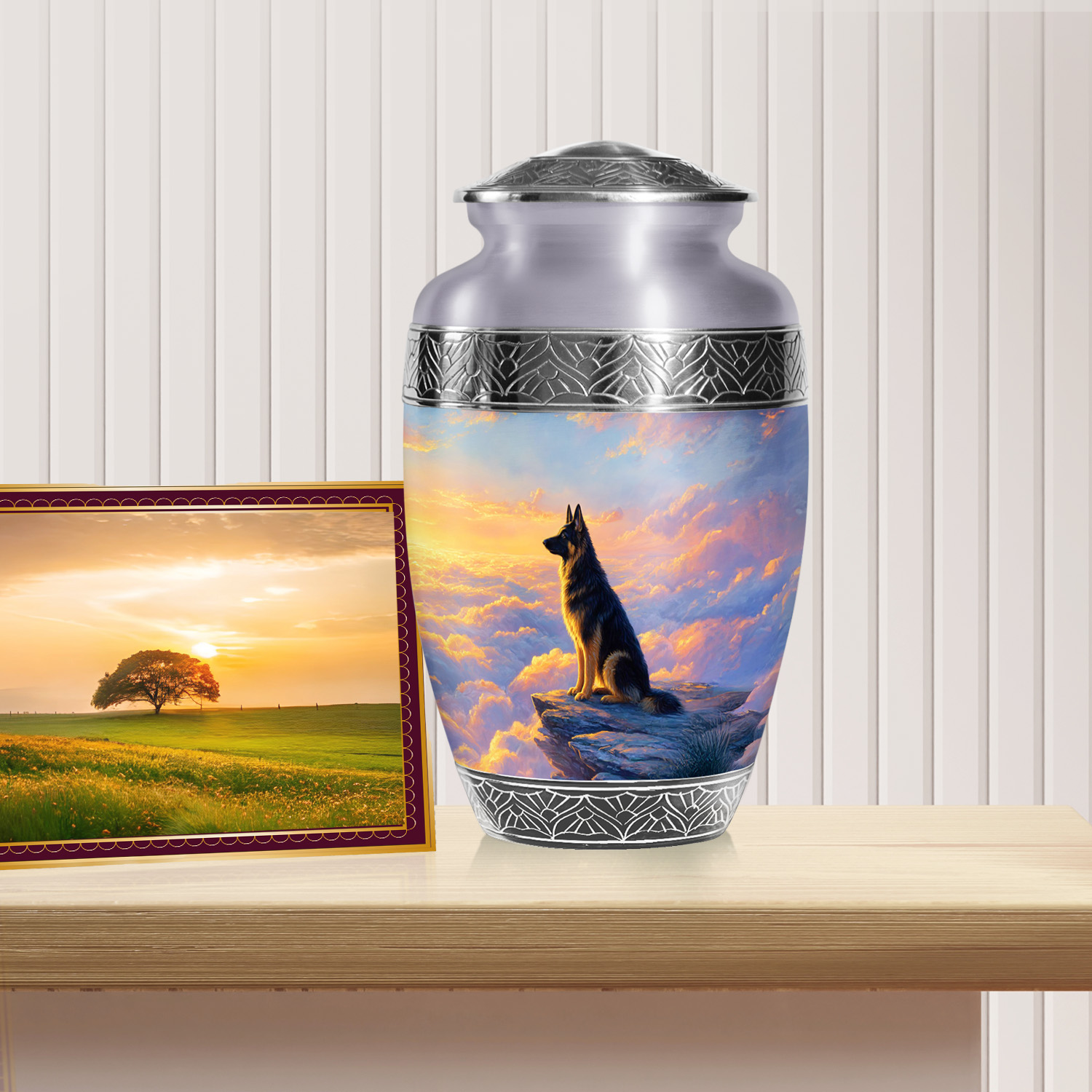 SABURIAL Dog Urn - Large Burial Urn For Adult Men & Women Ash - Unique Funeral Urns For Human Remains - Beautiful Urns For Wife Ashes - 10 Inch Large With Velvet Bag