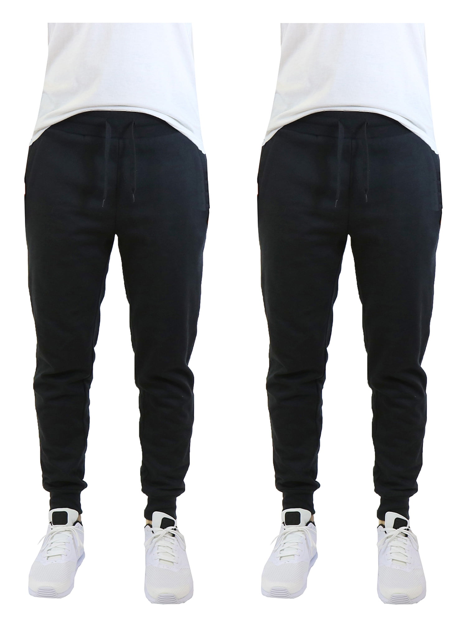Mens Fleece Jogger Sweatpants With Zipper Pockets (2-Pack) - Walmart.com
