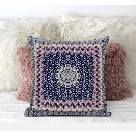 Amrita Sen Holy Tie Die Flower Suede Zippered Pillow with Insert in Gray 18 x 18