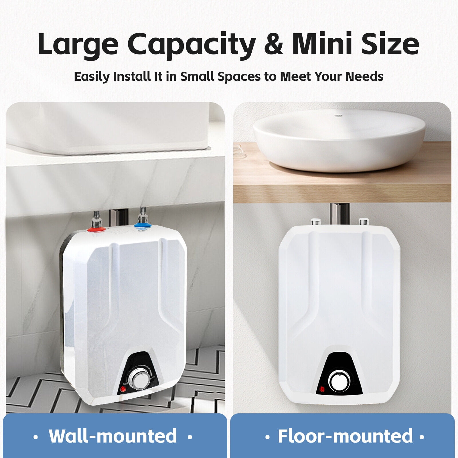 8L 1500W Instant Hot Water Heater Electric Tankless On Demand House Shower Sink