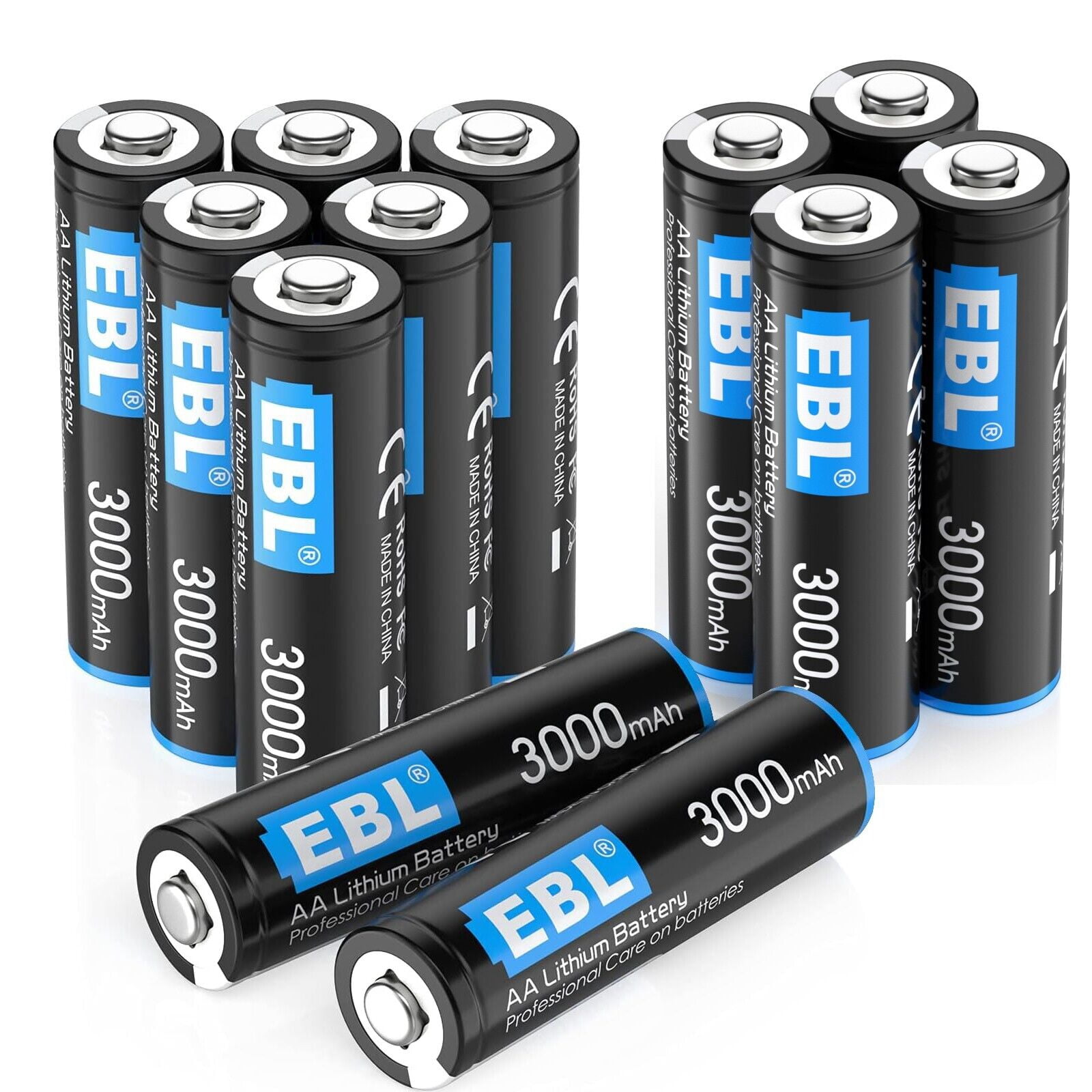 EBL 16Pcs 3000mAh 1.5V AA Lithium Batteries Constant Volt Double A Battery USA