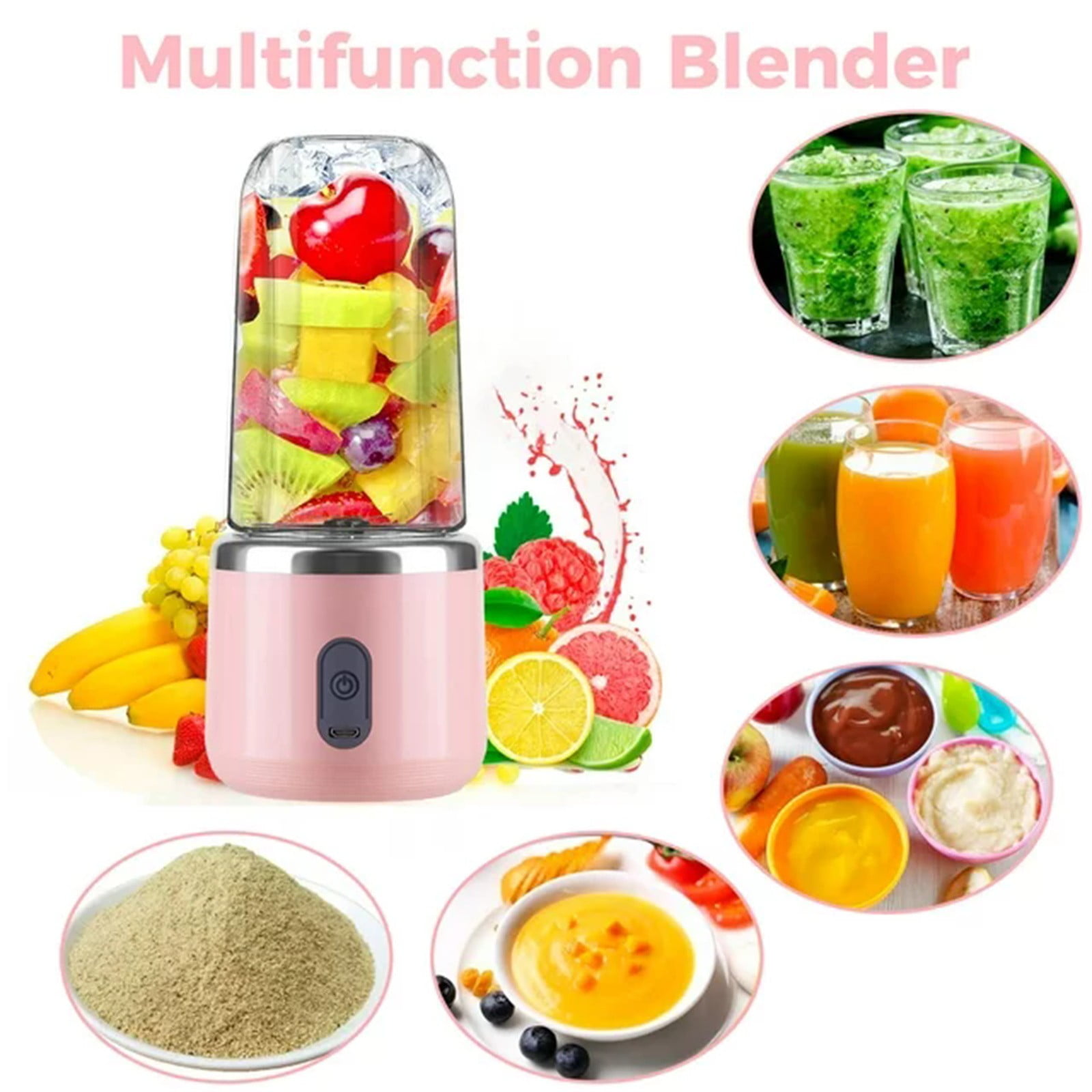 XKHBDL 13.5 Oz Personal Blender for Shakes and Smoothies, Portable Mixer, Fruit Juicer USB Rechargeable with 6 Blades, Handheld Blenders for Sports Travel and Outdoors, Small Electric Mini Blender