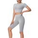 thumbnail image 1 of Gibobby Conjunto de pantalones de yoga Conjunto de 3 piezas de yoga Moda Sexy Correr al libre Ropa deportiva desnuda Ropa deportiva de secado rápido ajustada(Gris,M), 1 of 4