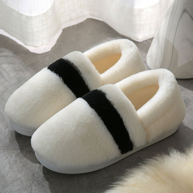 nsendm Female Shoes Adult Crock Slippers for Women Winter Warm House Slippers Soft Indoor Outdoor Natural Reflections Slippers for Women White 7