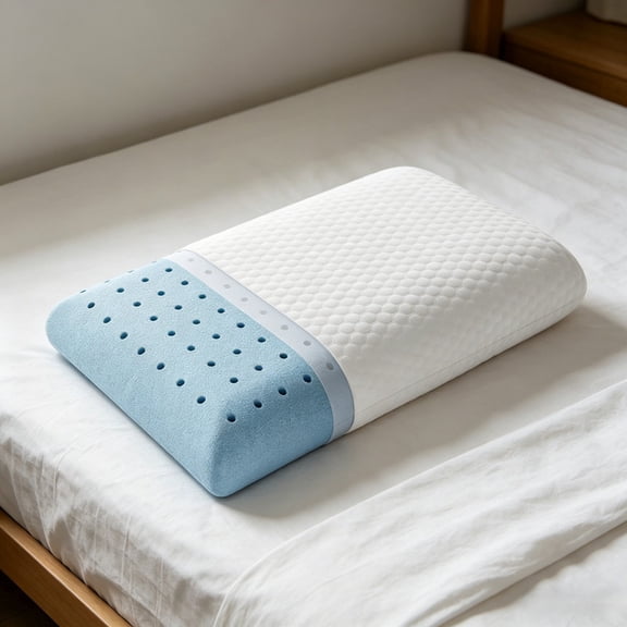 Kelno Memory Foam Pillows Standard Size Cooling Pain Relief Bed Pillow with Washable Cover, White
