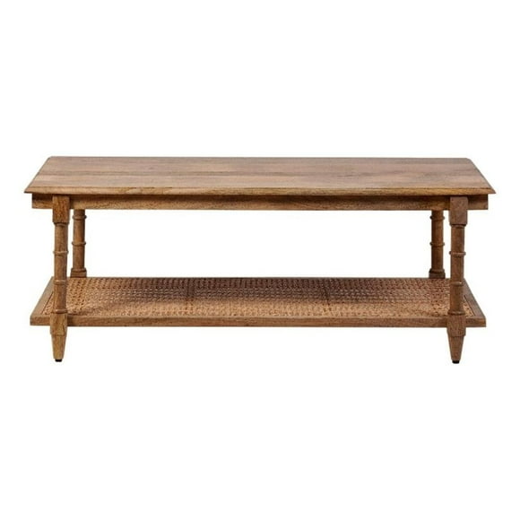 Pemberly Row Table Basse Moderne Chesterfield en Bois et Canne Marron