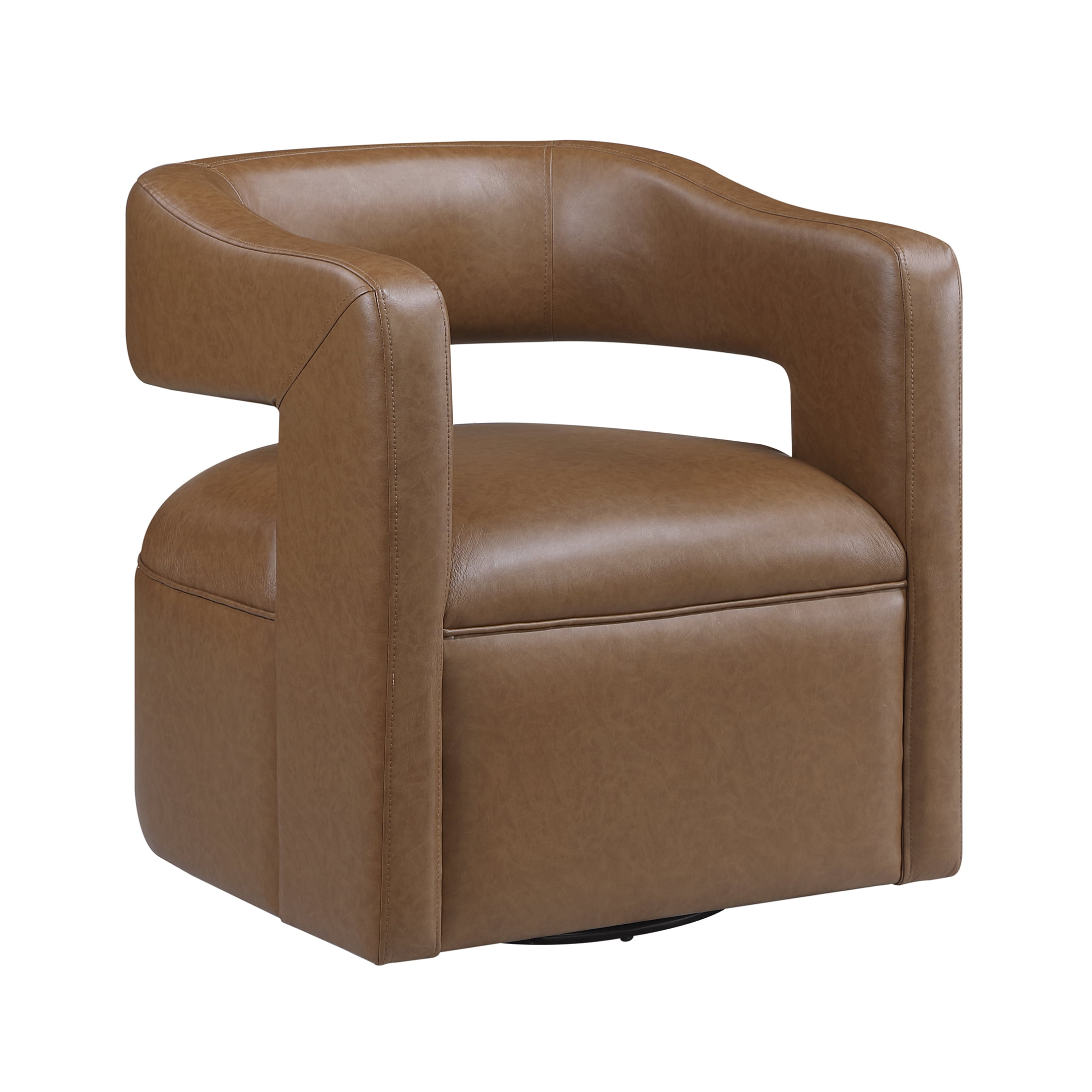 OakvillePark Azura Faux Leather Barrel Swivel Chair, Camel