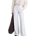 thumbnail image 2 of Women Wide Leg Pants Summer High Waisted Business Casual Work Dress Pants Trousers Slacks White M, 2 of 9
