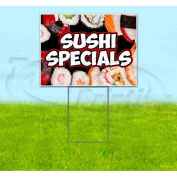 Sushi Specials (18" x 24") Yard Sign, Includes Metal Step Stake