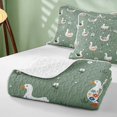 thumbnail image 4 of Erosebridal Goose Twin Quilt Set for Girls, Green Folk Art Twin Coverlet Set, 2 Pieces 1 Bedspread and 1 Pillowcase, 4 of 7