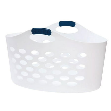 Rubbermaid 1.5 Capacity Flex N Carry Portable Flexible Laundry Basket, White