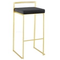 thumbnail image 2 of Set of 3 Black Velvet Bar Stools with Gold Frame, Stackable Counter Height Seating for Kitchen Island, 2 of 5