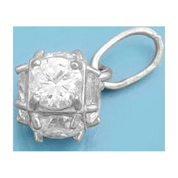Round Cubic Zirconia Pendant Sterling Silver