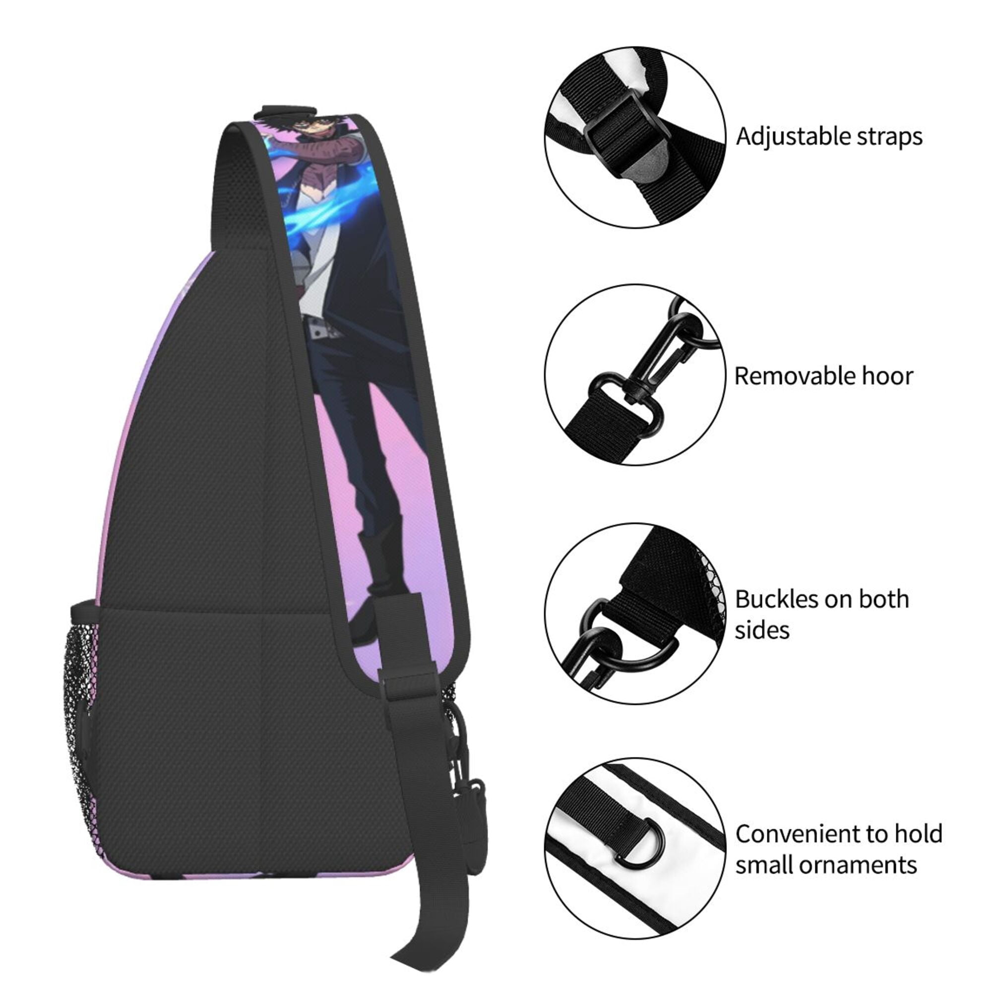 My Hero Academia Dabi Sling Backpack Crossbody Shoulder Bags for Men Women Small Daypacks Chest Bag Hiking Travel Sport Climbing Runners