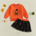 thumbnail image 4 of Enyan Toddler Halloween Outfit Girl Long Sleeve Pumpkin Sweatshirt+Tulle Skirt 2-Piece Baby Girls Fall Skirt Set, 4 of 4