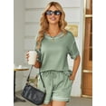 thumbnail image 6 of SHIBEVER 2 Piece Sets for Women Summer Casual Short Sleeve Top and Shorts Set Outfits for Women Tops for Ladies Light Green L, 6 of 11