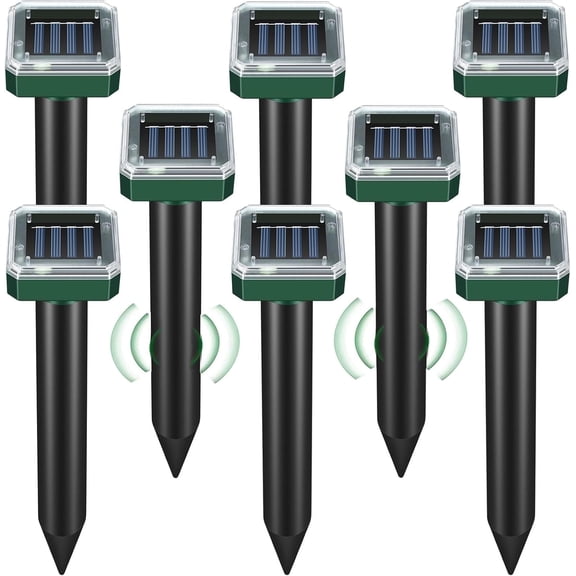 8 Pack Mole Repellent Solar Powered, DOQAUS Waterproof Sonic Mole Deterrent, Rodent Gopher Repellent for Lawn, Garden & Yard