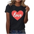 thumbnail image 4 of BiZtdJrK Hoy Oferta Flash Women's Valentine's Day Heart Shirts 2025 Fashion Graphic Tees Tops Loose Casual Crew Neck Short Sleeve Blouse Black L, 4 of 6