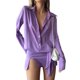 thumbnail image 1 of Sunloudy - Vestido informal para mujer, color sólido, con solapa, cierre de botones, cintura, lazo, abertura inferior, vestido elegante Sunloudy  moda, 1 of 9
