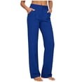thumbnail image 2 of QSXADF Women's Yoga Pants Athletic Straight Leg Pants Solid Athletic Casual Fashion Button Elastic Waist Pleated Pocket Tight Yoga Full Length Women's Pants, 2 of 6