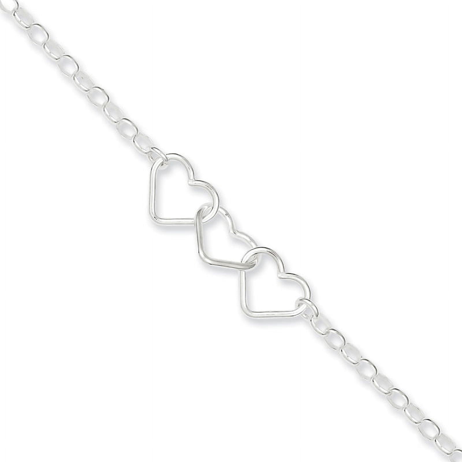 FJC Finejewelers Sterling Silver 9 Rolo Chain With 3 Interlocking Hearts Anklet (Smaller Ankles)