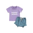 thumbnail image 2 of ITFABS Baby Girl 2PCS Set, Round Neck CasualC Tee Ruffle Hem Elastic Waist Shorts, 2 of 9