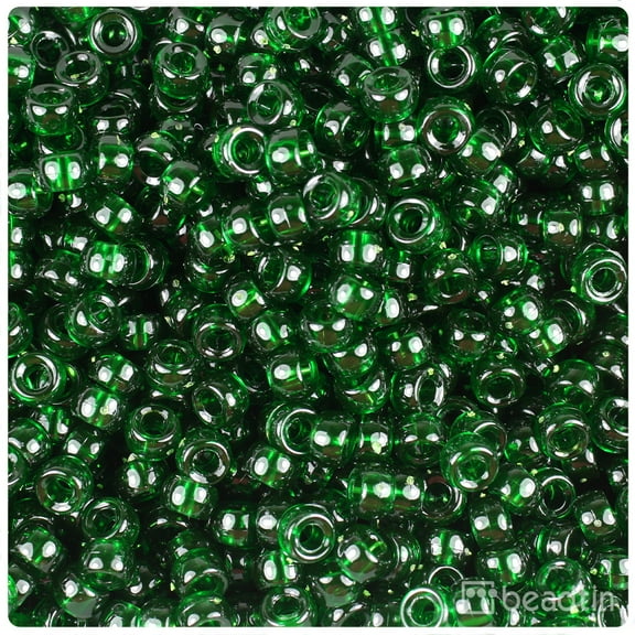 BeadTin True Emerald Transparent 6.5mm Mini Barrel Pony Beads (1000pcs)