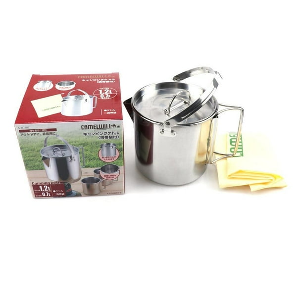 Camelwill Camping Kettle Stainless Steel Outdoor Cooking Kettle 1.2L Lightweight Compact Camping