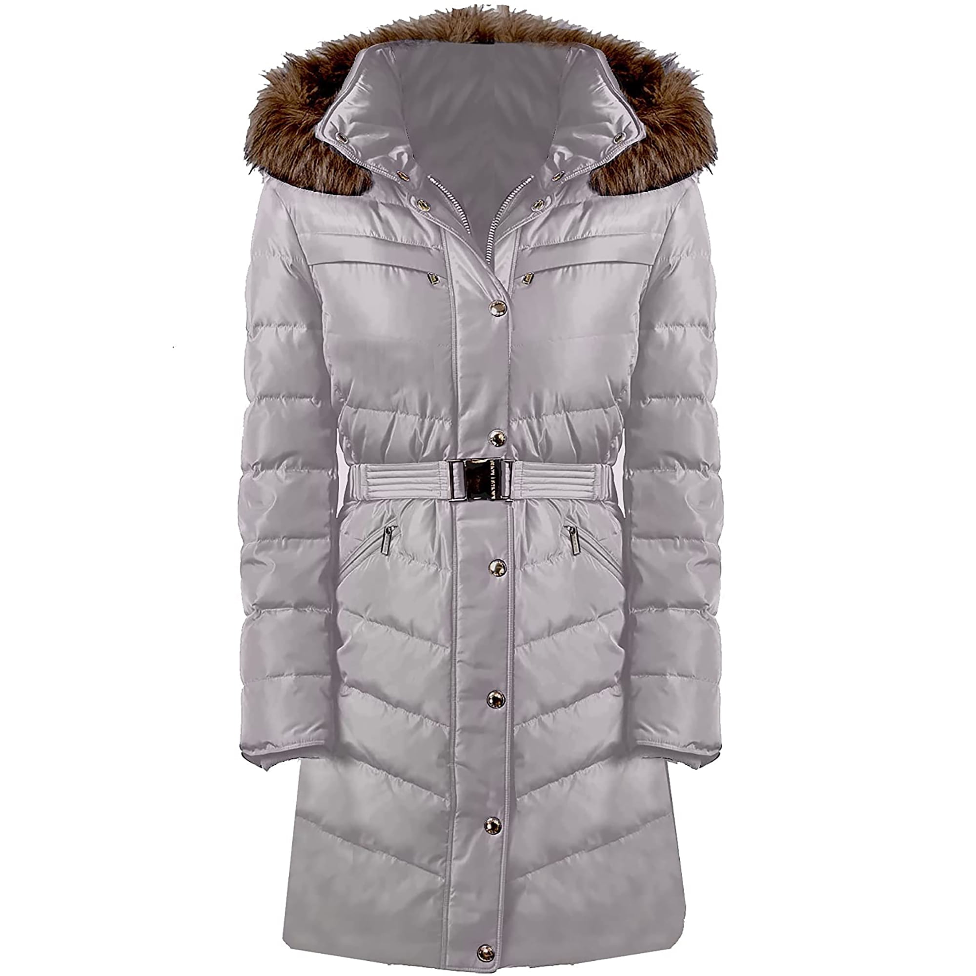 Michael Kors Women's Down Coat – Light Gray Puffer Coat for Women - Zipper  Closure Women Winter Coat - Imported Women Down Coat with Faux Fur Trim On  Hood & 4 Side Pockets 