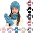 thumbnail image 2 of Hat Scarf Glove Set for Women Mens Gloves Womens Scarves Skull Cap Satin Lined Beanie Fitness Women's Hats & Caps Blue Shawl, 2 of 9