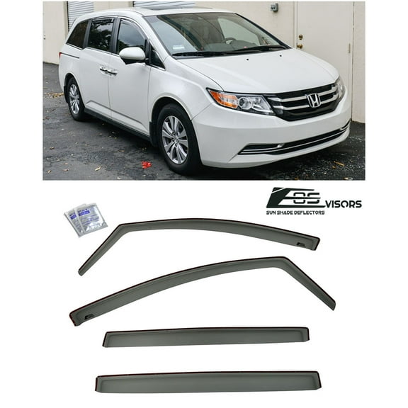 Extreme Online Store Replacement for 2011-2017 Honda Odyssey | EOS Visors JDM in-Channel Style Smoke Tinted Side Vents Window Deflectors Rain Guard