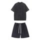 thumbnail image 1 of Trajes para Hombres Traje de Ajuste Clásico Verano Cuello Redondo Pantalones Cortos de Manga Corta Traje Dividido de Algodón Lavado, 1 of 9