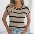 thumbnail image 2 of CHUMUD Womens Sweater Tops Summer Cap Sleeve Top Casual Crew Neck Ribbed Knit Lightweight Striped Pullover Top Loose Fit, 2 of 8