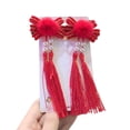 thumbnail image 2 of YAOBAMM Épingles à Cheveux Mignonnes pour Filles 1 Paire Épingles à Cheveux Festives du Nouvel An Longues Boules en Peluche Perles Nœud Décor Pinces à Cheveux Rouges Hanfu Ensemble de Coiffure, 2 of 6