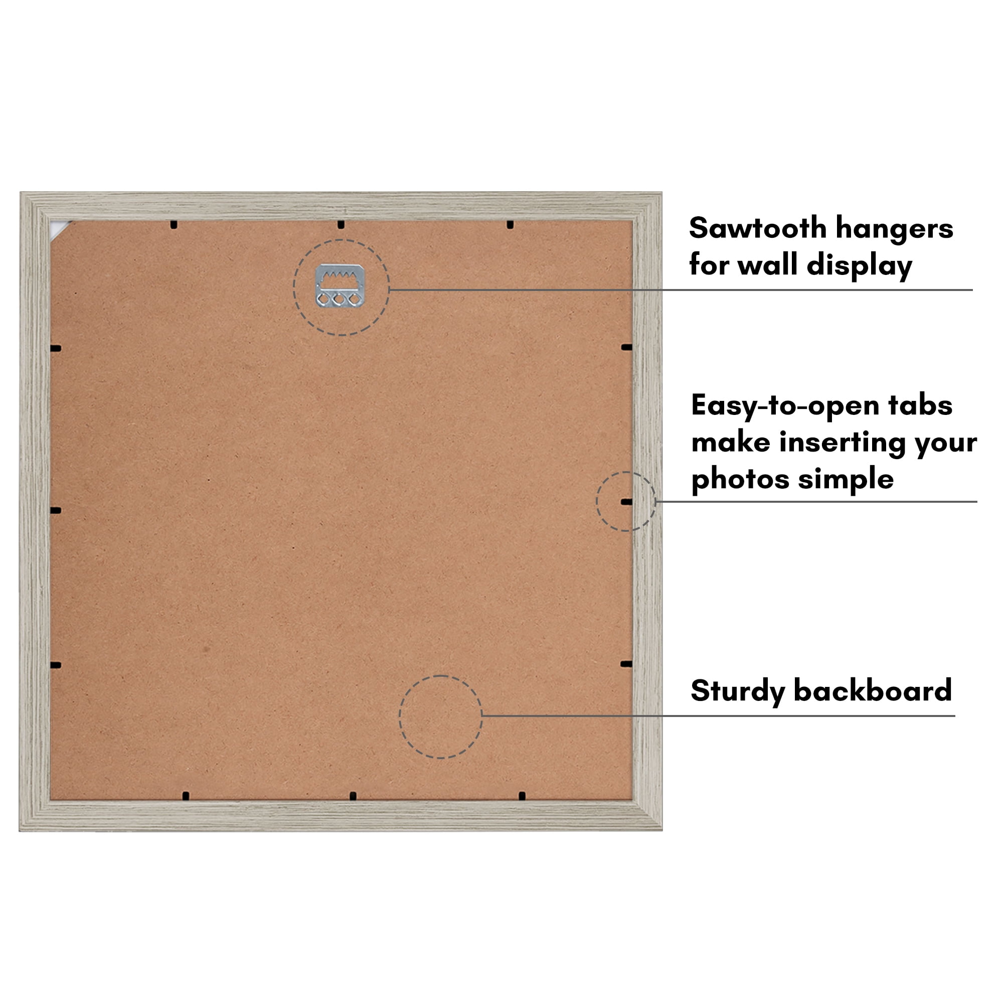 Americanflat 14x14 Picture Frame with Shatter-Resistant Glass with 5x7 Mat Wedding Signature Wall - Driftwood